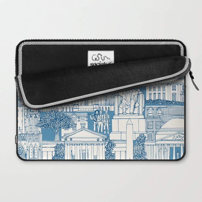 Washington DC toile blue Laptop Sleeve Gallery Image 2