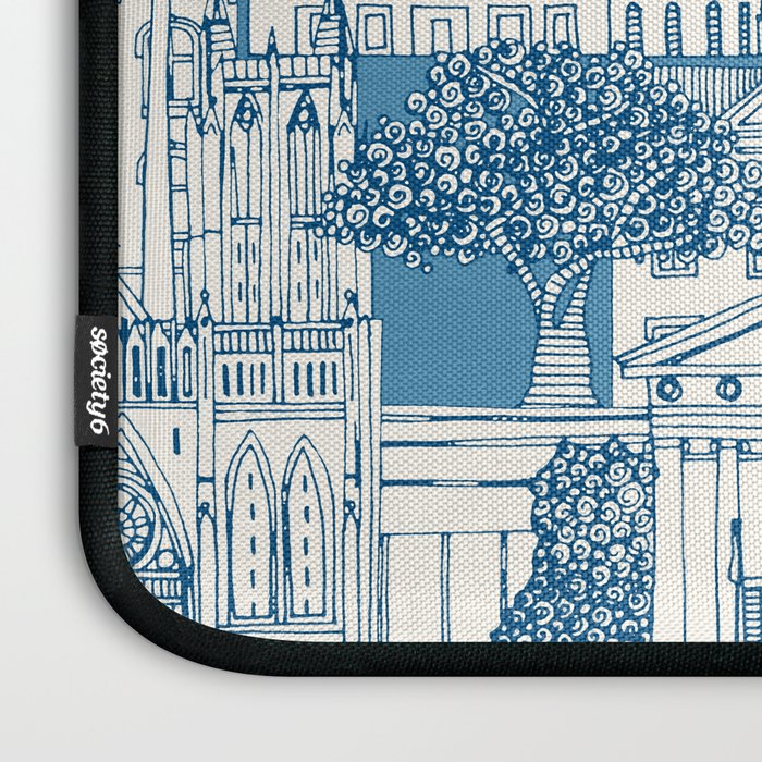 Washington DC toile blue Laptop Sleeve Gallery Image 3