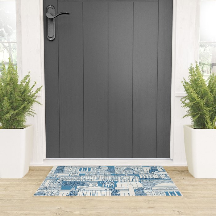 Washington DC toile blue Welcome Mat Gallery Image 3