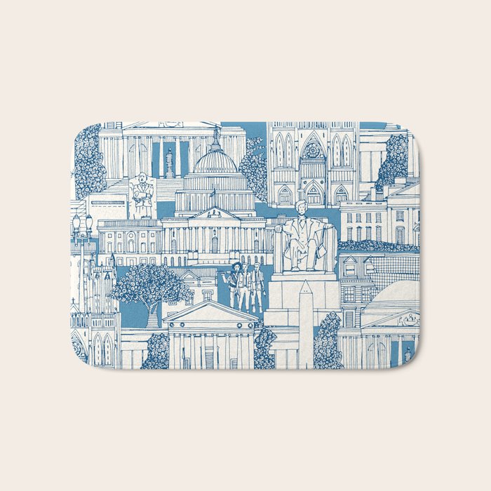 Washington DC toile blue Bath Mat Gallery Image 1