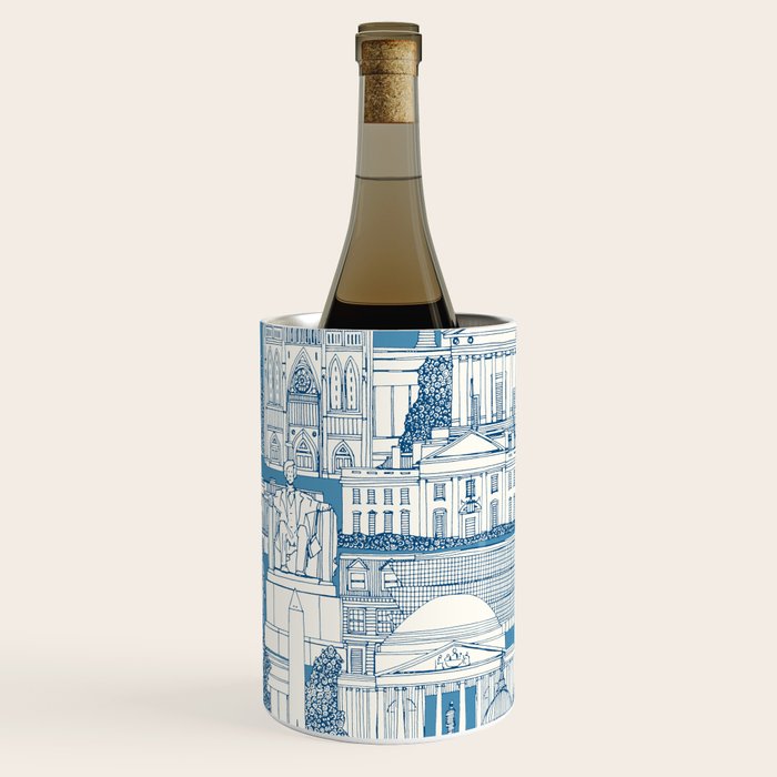 Washington DC toile blue Wine Chiller Gallery Image 3