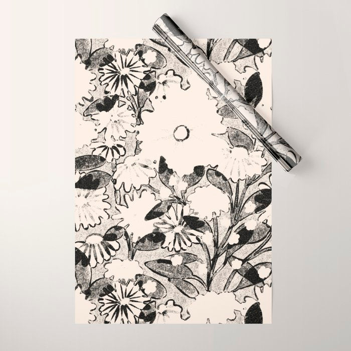 black and white garden Wrapping Paper Gallery Image 1
