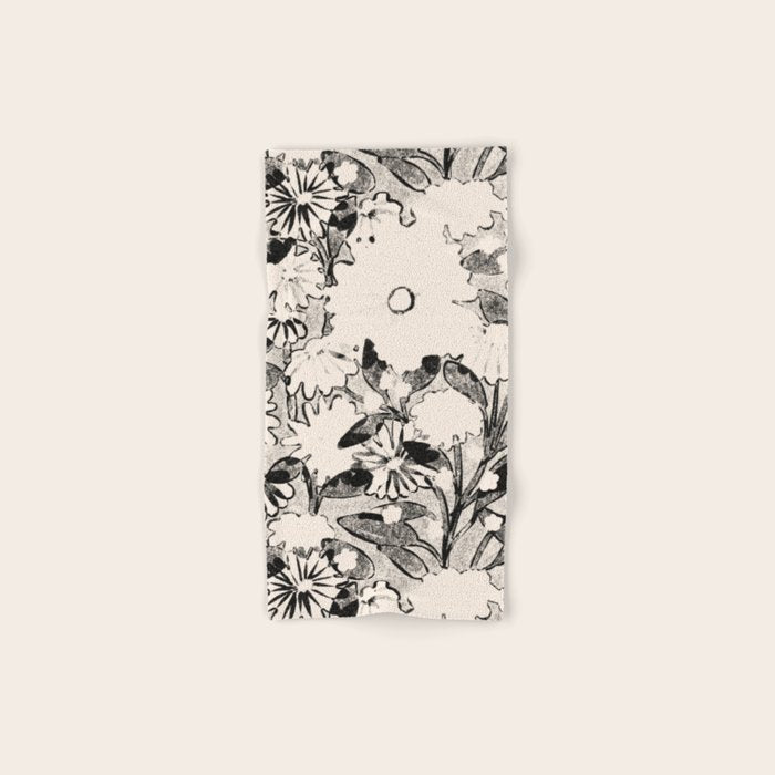 black and white garden Bath Towel Gallery Image 1