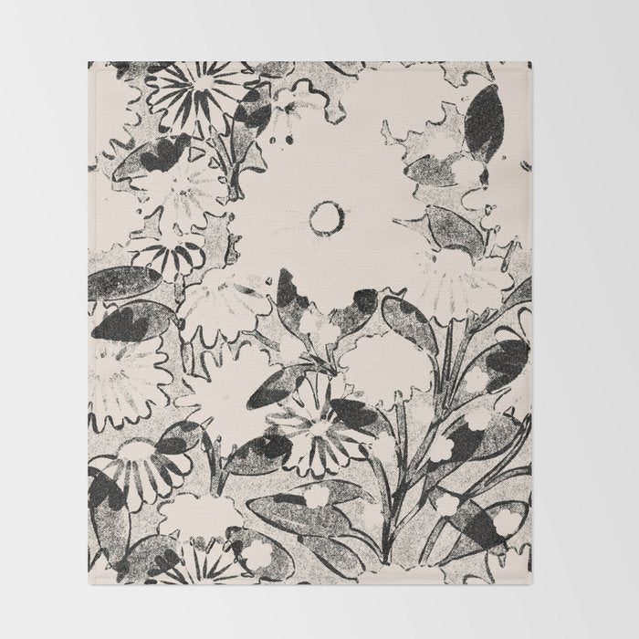 black and white garden Throw Blanket Gallery Image 2