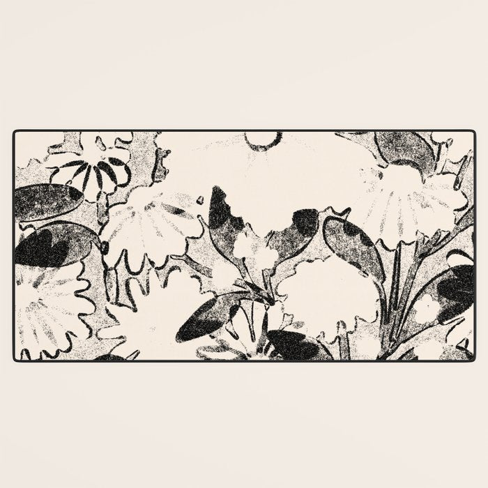 black and white garden Desk Mat Gallery Image 3