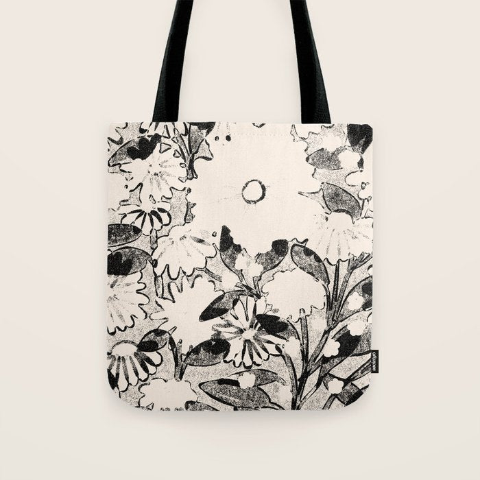 black and white garden Tote Bag Gallery Image 1
