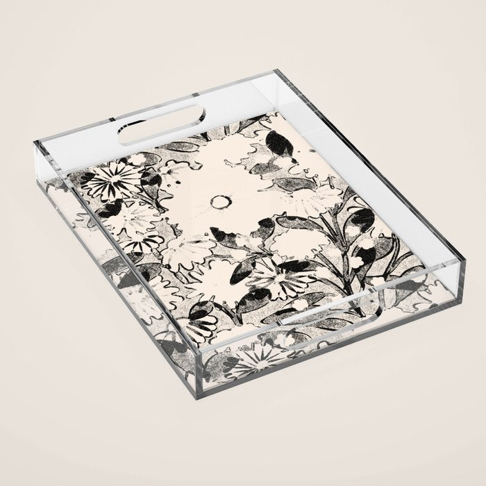 black and white garden Acrylic Tray Gallery Image 1
