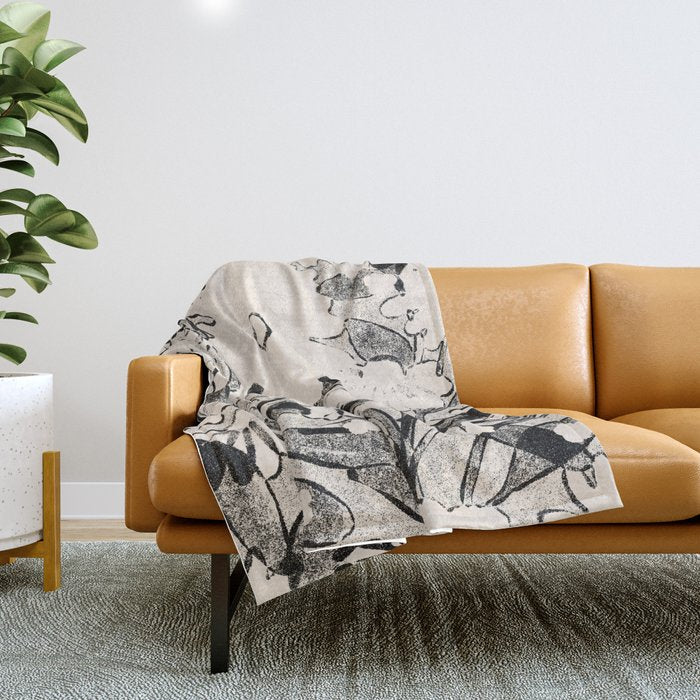 black and white garden Throw Blanket Gallery Image 1
