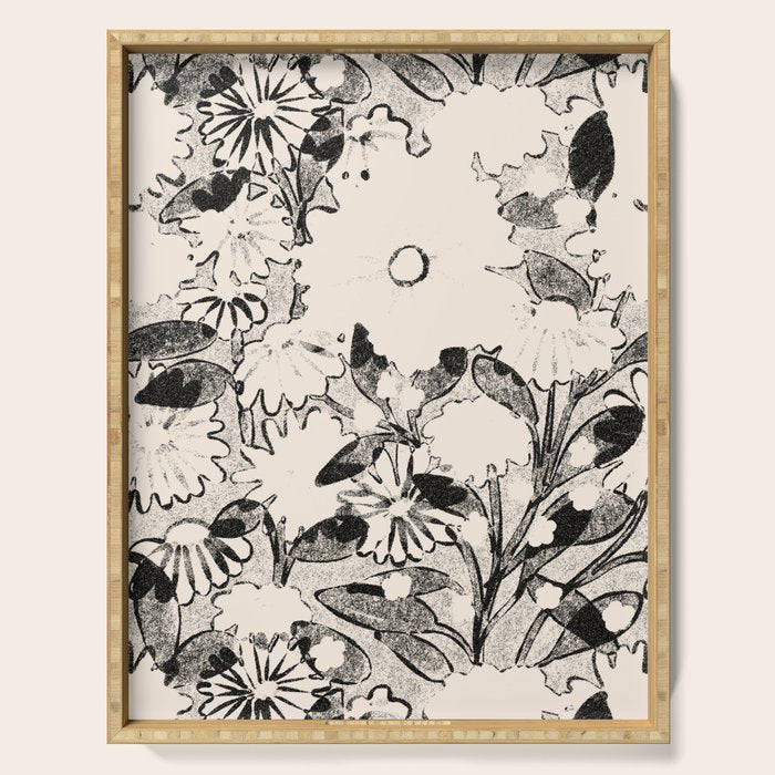 black and white garden Serving Tray Gallery Image 1