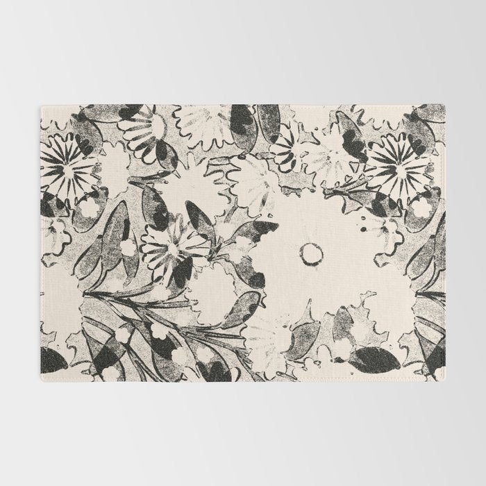 black and white garden Rug Gallery Image 2