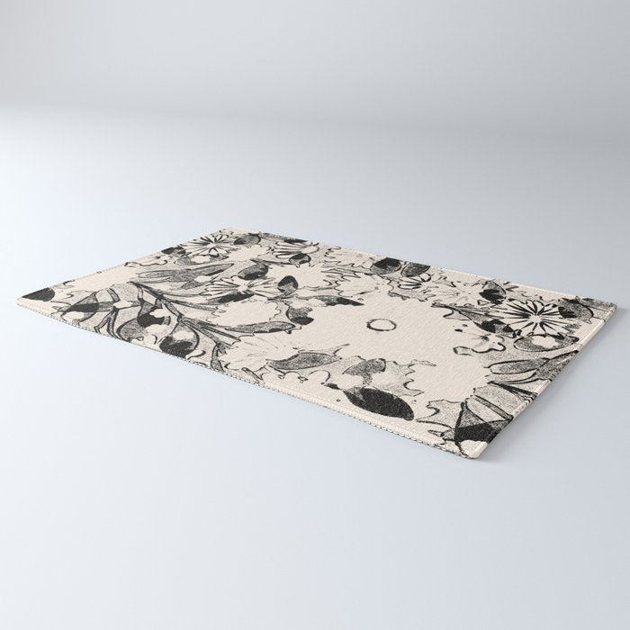 black and white garden Rug Gallery Image 3
