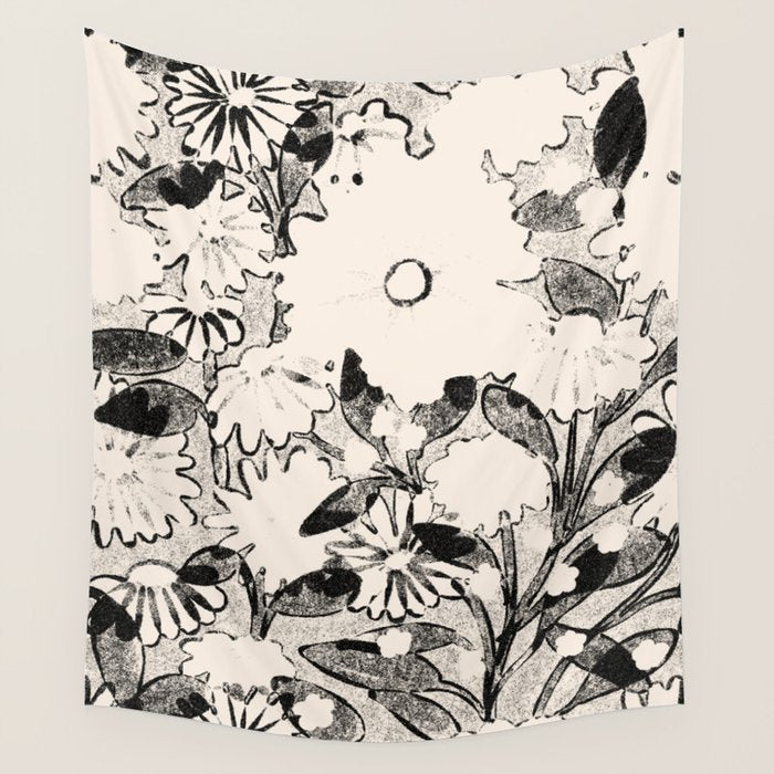 black and white garden Wall Tapestry Gallery Image 4