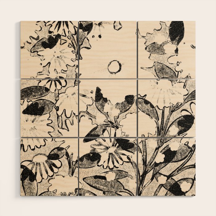 black and white garden Wood Wall Art Gallery Image 1