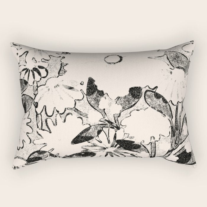black and white garden Rectangular Pillow Gallery Image 2