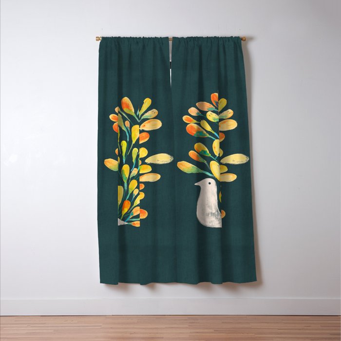 Watercolor Peacock Window Curtain Gallery Image 3