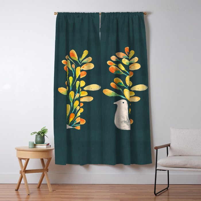 Watercolor Peacock Window Curtain Gallery Image 5
