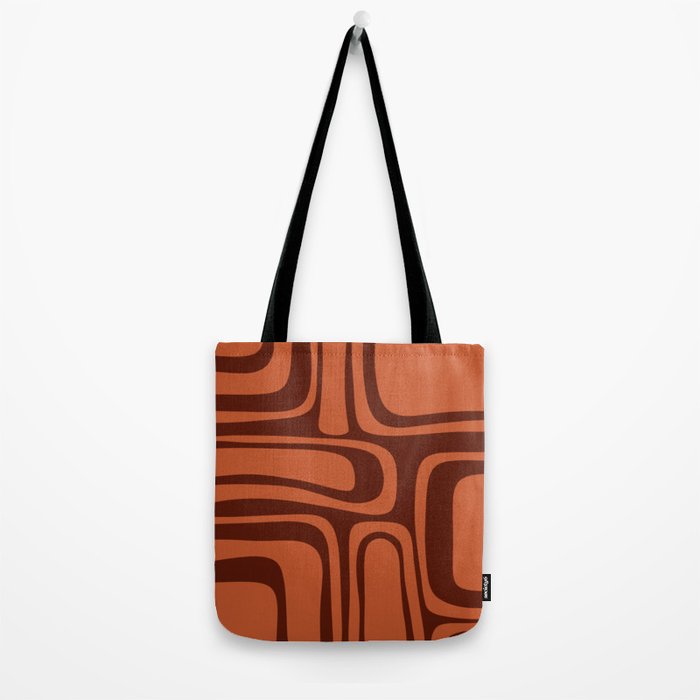 Palm Springs Mid Century Modern Abstract Pattern in Mid Mod Dark Orange Tones Tote Bag Gallery Image 2