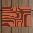 Palm Springs Mid Century Modern Abstract Pattern in Mid Mod Dark Orange Tones Outdoor Rug Gallery Image 1