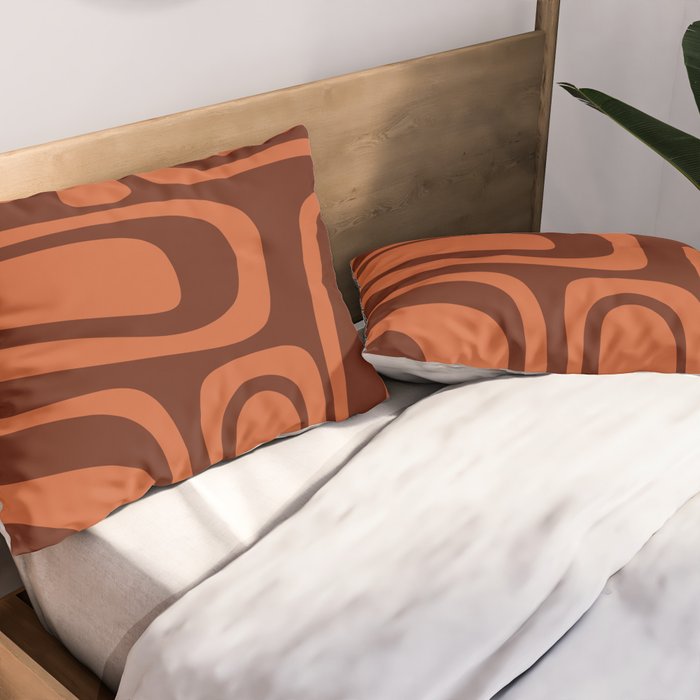 Palm Springs Mid Century Modern Abstract Pattern in Mid Mod Dark Orange Tones Pillow Sham Gallery Image 2
