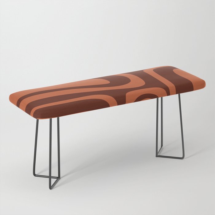 Palm Springs Mid Century Modern Abstract Pattern in Mid Mod Dark Orange Tones Bench Gallery Image 1