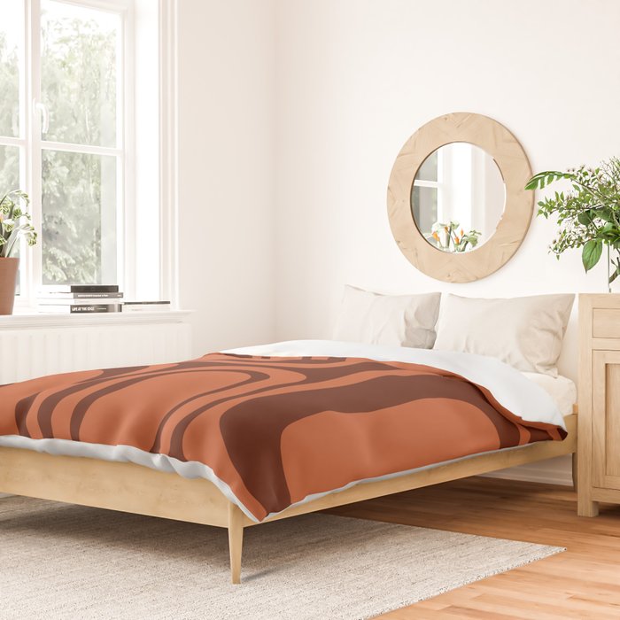 Palm Springs Mid Century Modern Abstract Pattern in Mid Mod Dark Orange Tones Duvet Cover Gallery Image 2