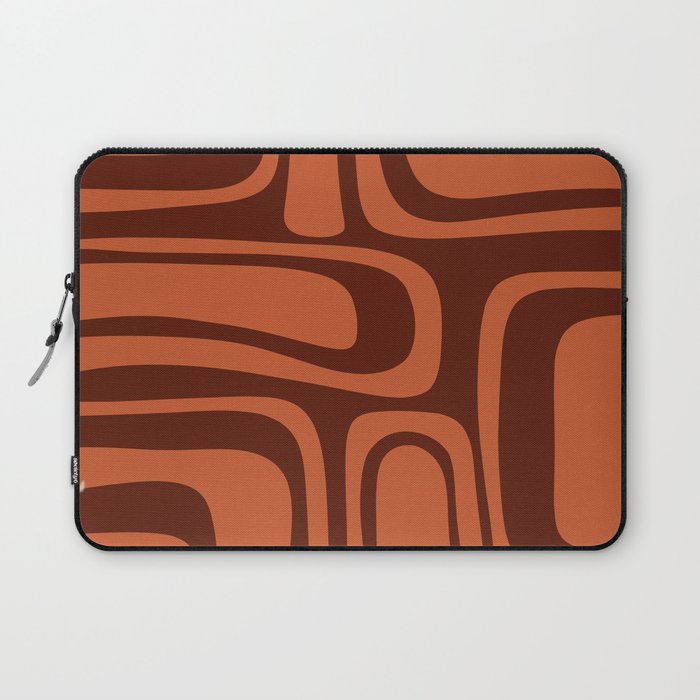 Palm Springs Mid Century Modern Abstract Pattern in Mid Mod Dark Orange Tones Laptop Sleeve Gallery Image 1