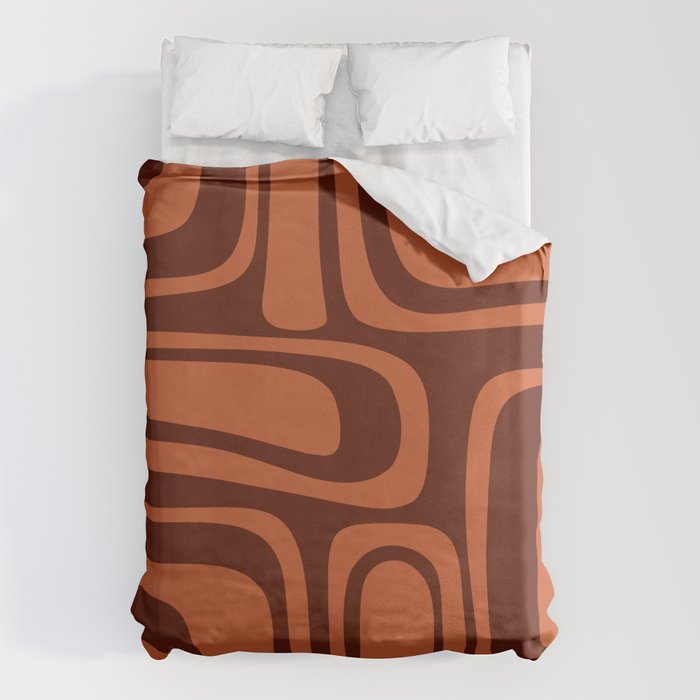 Palm Springs Mid Century Modern Abstract Pattern in Mid Mod Dark Orange Tones Duvet Cover Gallery Image 6