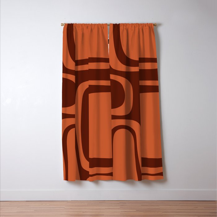Palm Springs Mid Century Modern Abstract Pattern in Mid Mod Dark Orange Tones Window Curtain Gallery Image 3