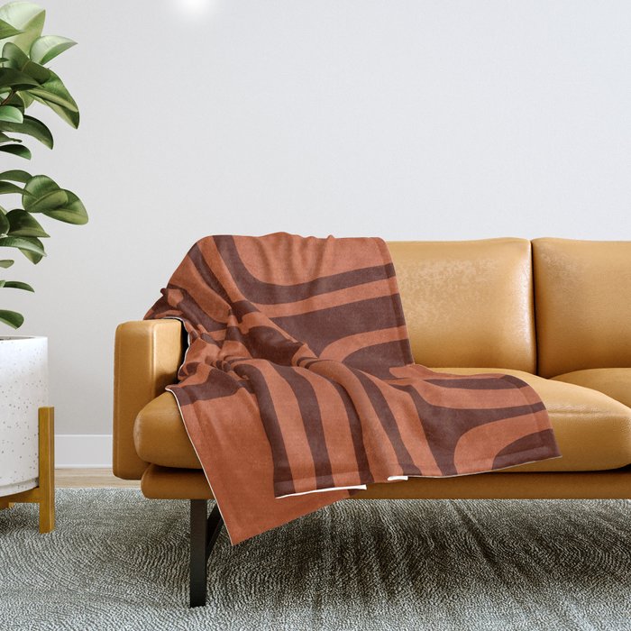 Palm Springs Mid Century Modern Abstract Pattern in Mid Mod Dark Orange Tones Throw Blanket Gallery Image 1