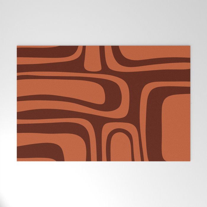 Palm Springs Mid Century Modern Abstract Pattern in Mid Mod Dark Orange Tones Welcome Mat Gallery Image 1