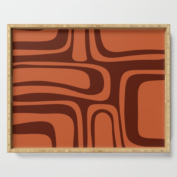 Palm Springs Mid Century Modern Abstract Pattern in Mid Mod Dark Orange Tones Serving Tray Gallery Image 1
