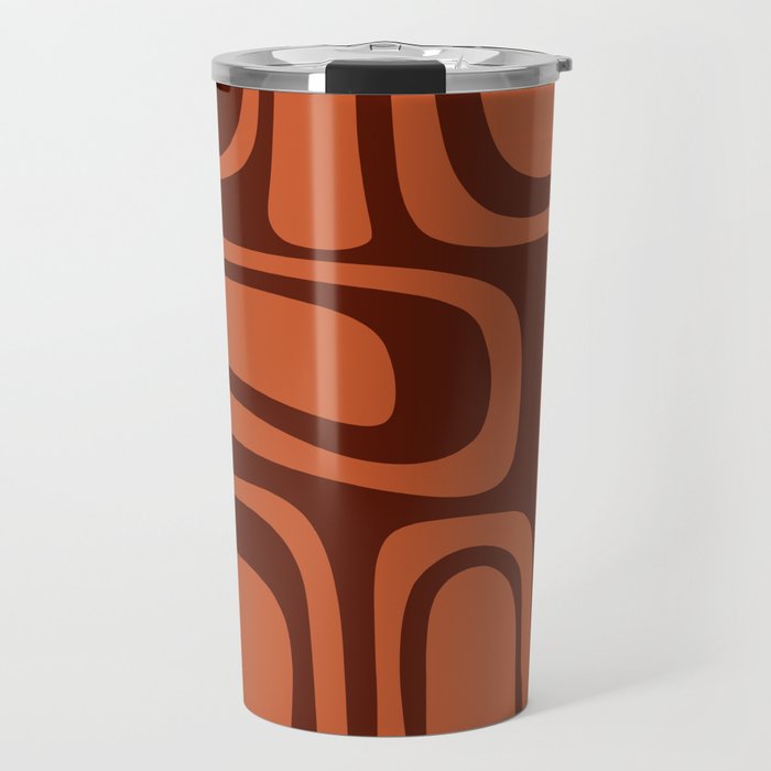 Palm Springs Mid Century Modern Abstract Pattern in Mid Mod Dark Orange Tones Travel Mug Gallery Image 1