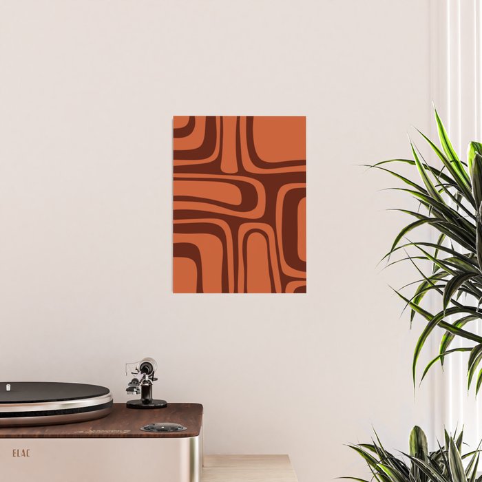 Palm Springs Mid Century Modern Abstract Pattern in Mid Mod Dark Orange Tones Poster Gallery Image 2