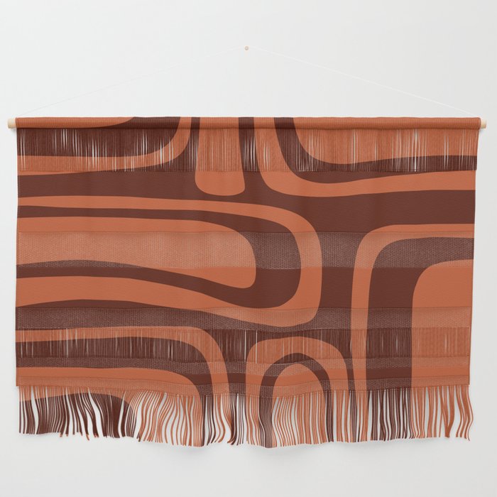 Palm Springs Mid Century Modern Abstract Pattern in Mid Mod Dark Orange Tones Wall Hanging Gallery Image 1