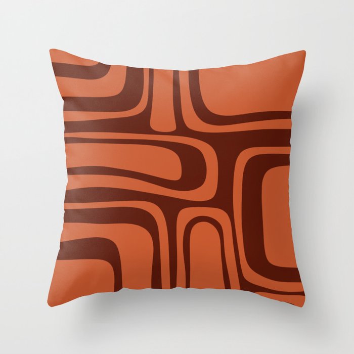 Palm Springs Mid Century Modern Abstract Pattern in Mid Mod Dark Orange Tones Throw Pillow Gallery Image 1