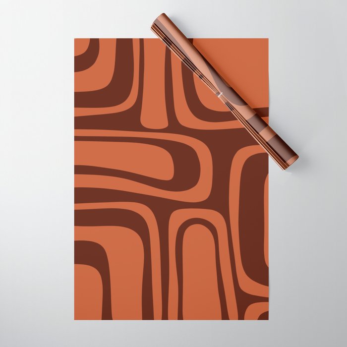 Palm Springs Mid Century Modern Abstract Pattern in Mid Mod Dark Orange Tones Wrapping Paper Gallery Image 1