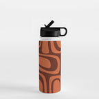Palm Springs Mid Century Modern Abstract Pattern in Mid Mod Dark Orange Tones Water Bottle Gallery Image 1