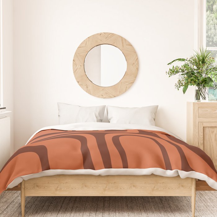 Palm Springs Mid Century Modern Abstract Pattern in Mid Mod Dark Orange Tones Duvet Cover Gallery Image 3