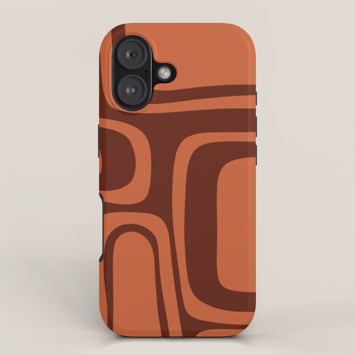 Palm Springs Mid Century Modern Abstract Pattern in Mid Mod Dark Orange Tones iPhone Case Gallery Image 1