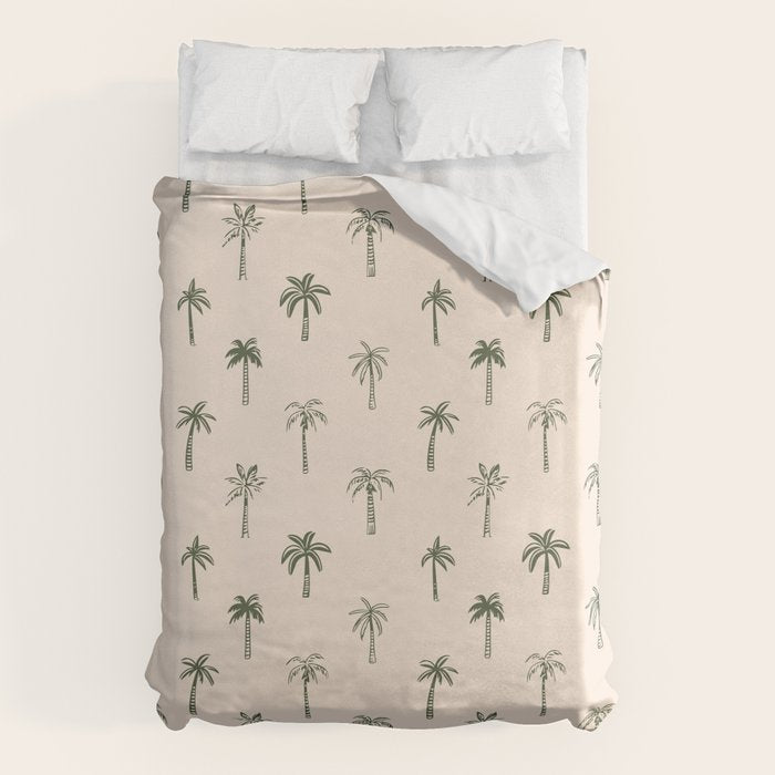 Summer palm tree doodle art pattern Duvet Cover Gallery Image 1