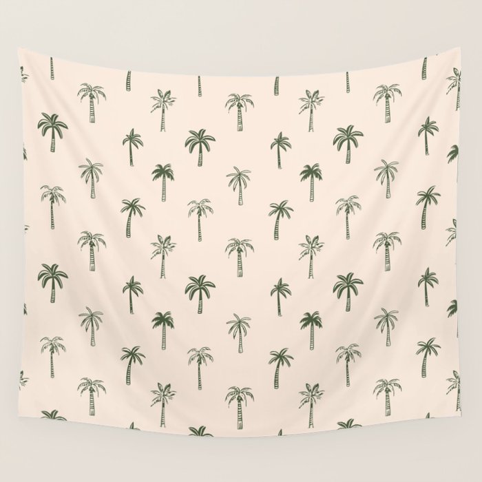 Summer palm tree doodle art pattern Wall Tapestry Gallery Image 1