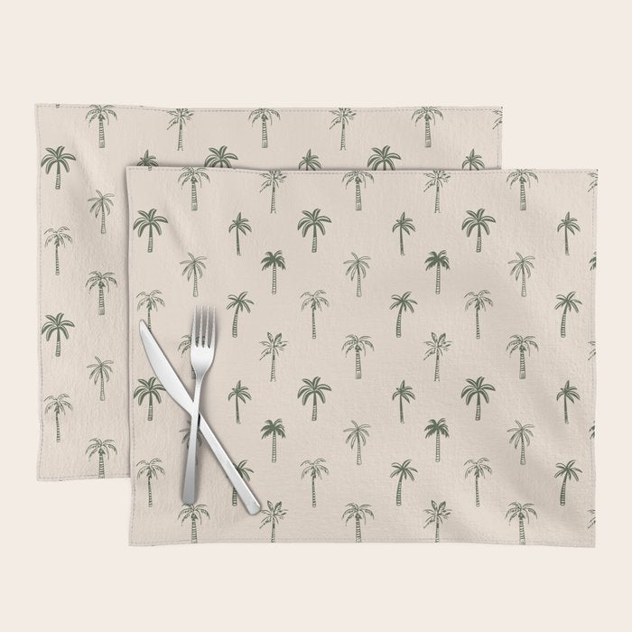 Summer palm tree doodle art pattern Placemat Gallery Image 1