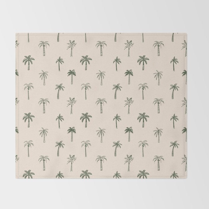 Summer palm tree doodle art pattern Throw Blanket Gallery Image 2