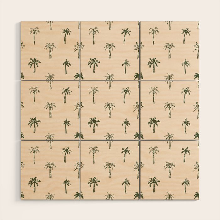 Summer palm tree doodle art pattern Wood Wall Art Gallery Image 1