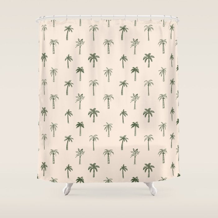 Summer palm tree doodle art pattern Shower Curtain Gallery Image 1