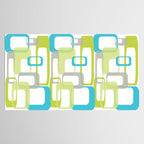 Mid-Century Modern Rectangle Design Blue Green and Gray Tablecloth Gallery Image 2