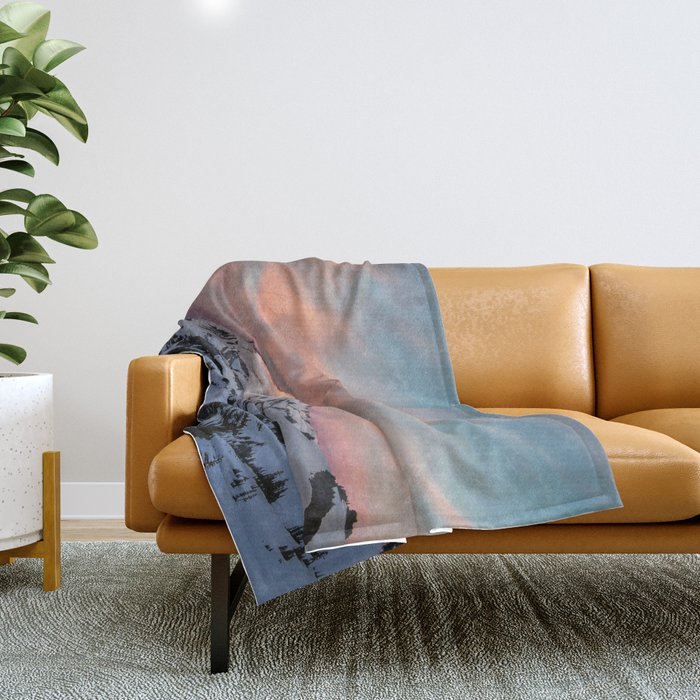 Mount Baker Mountain Adventure Sunset - Nature Photography Throw Blanket Gallery Image 1