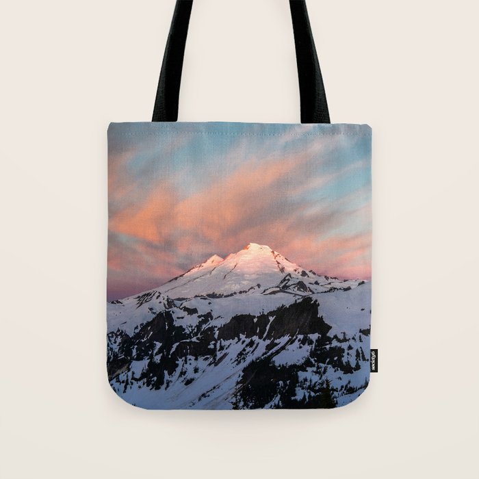 Mount Baker Mountain Adventure Sunset - Nature Photography Tote Bag Gallery Image 1