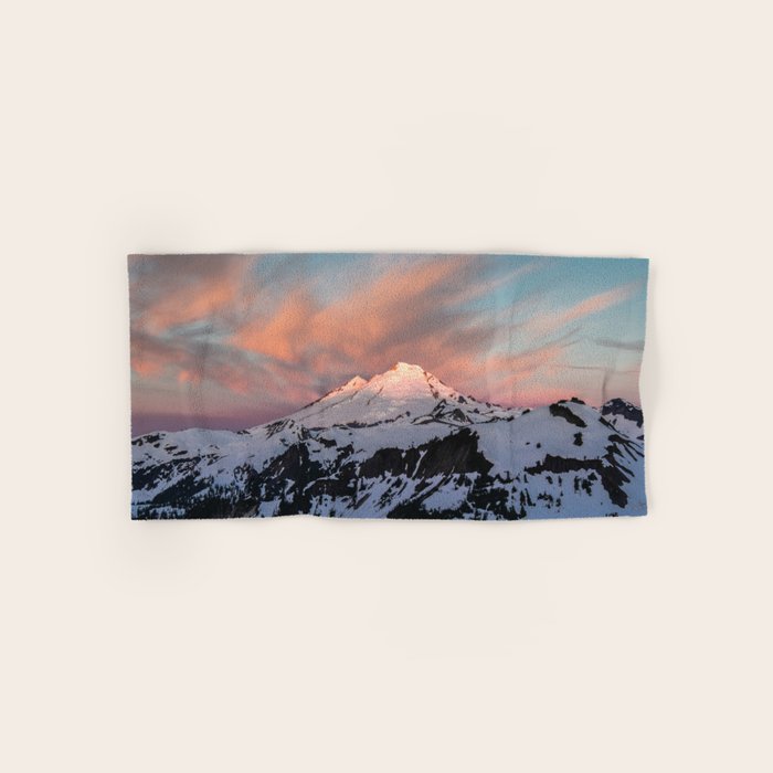 Mount Baker Mountain Adventure Sunset - Nature Photography Bath Towel Gallery Image 1