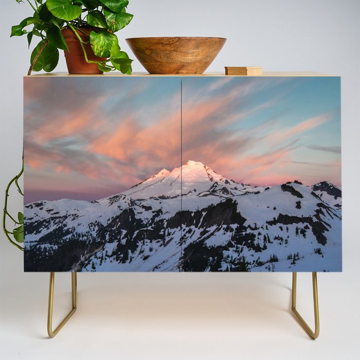 Mount Baker Mountain Adventure Sunset - Nature Photography Credenza Gallery Image 1